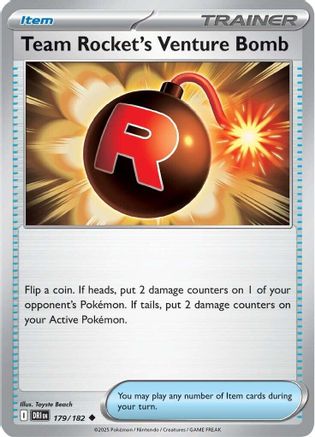Team Rocket's Venture Bomb 179  - Reverse Holofoil SV10 Destined Rivals - Uncommon