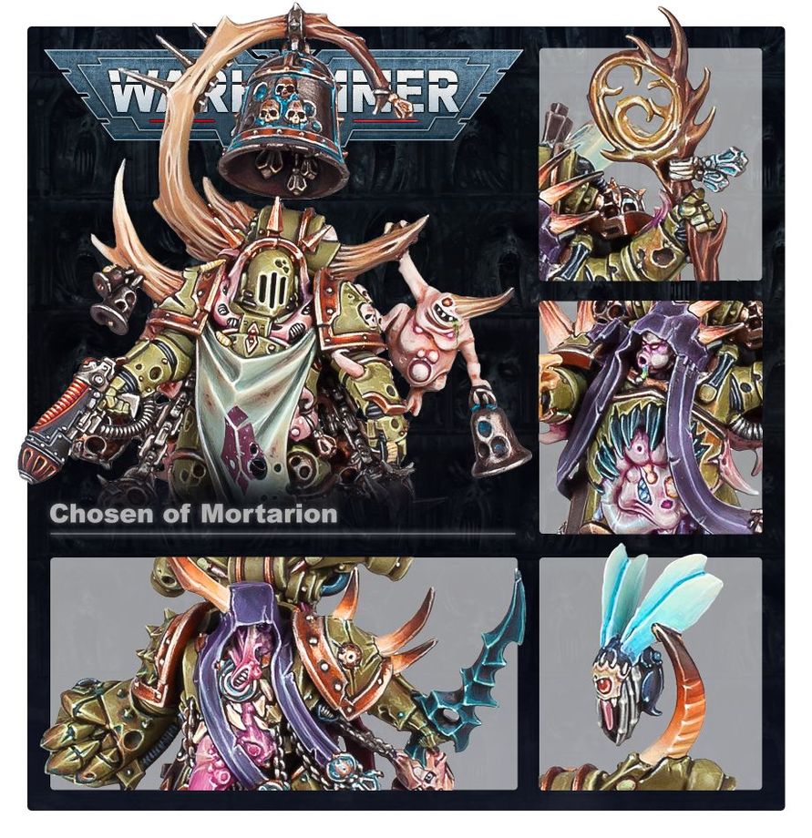 Death Guard - Malignant Plaguecaster, Noxious Blightbringer, and Plague Marine Champion
