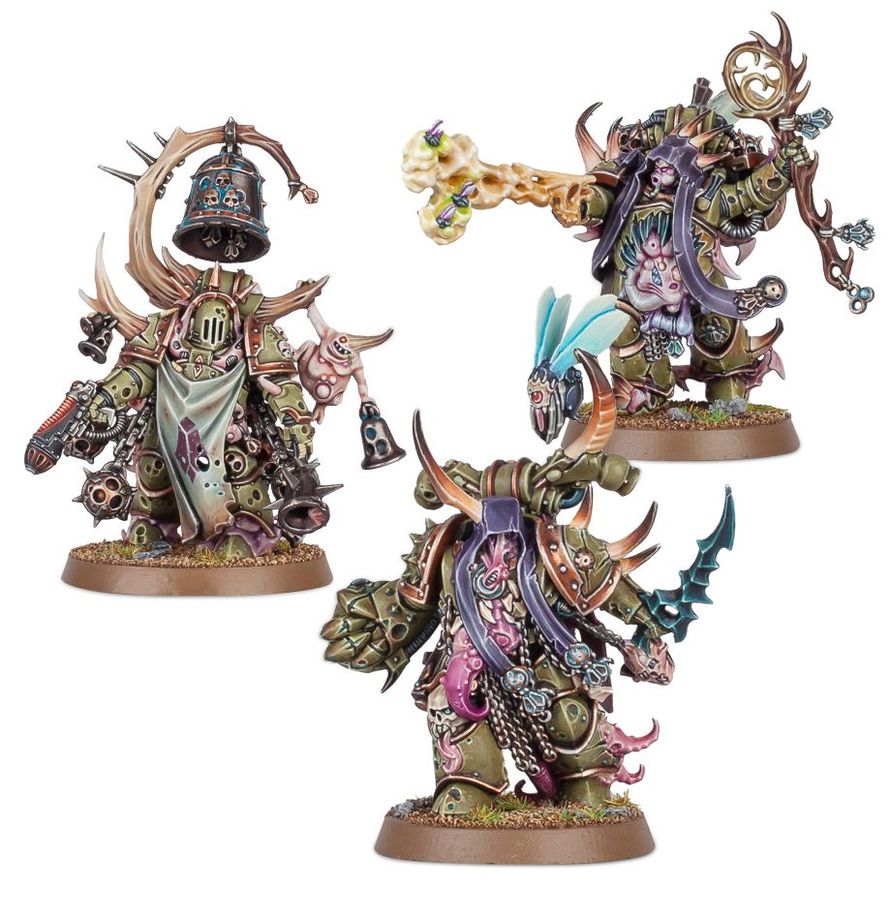 Death Guard - Malignant Plaguecaster, Noxious Blightbringer, and Plague Marine Champion