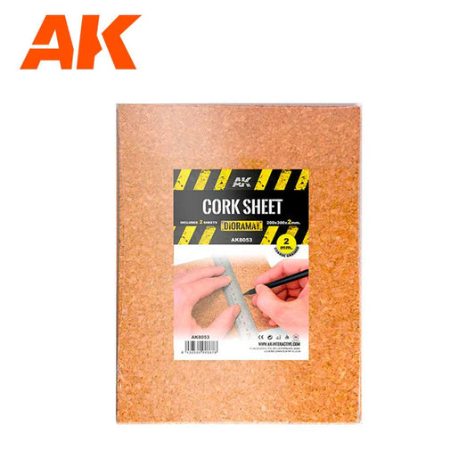 AK Interactive | Cork Sheet - Coarse Grained - 200 X 300 X 2mm (2 Sheets)