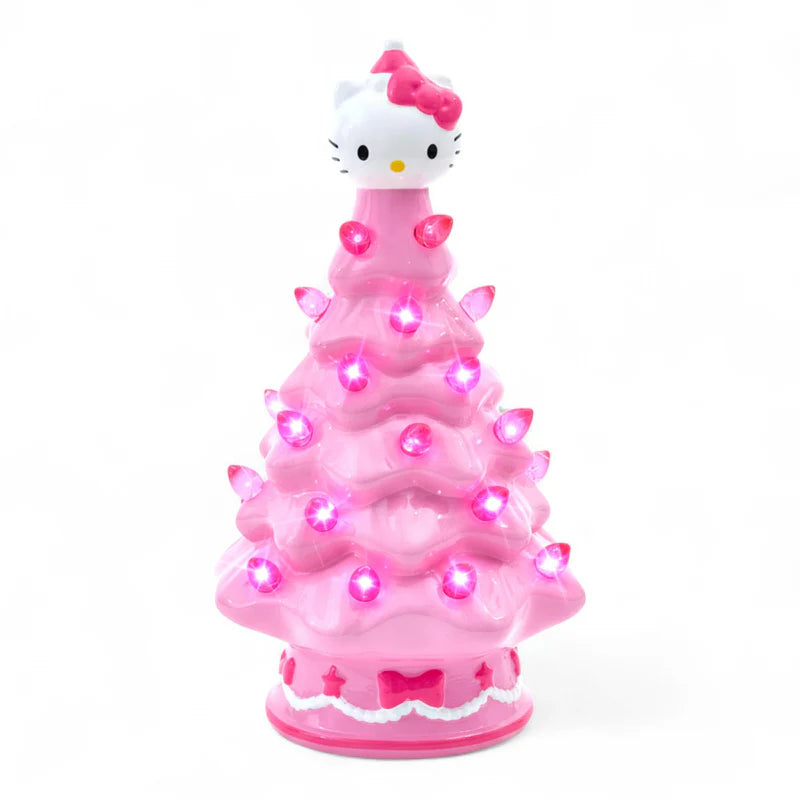 Sanrio Hello Kitty Pink Light-Up Ceramic Christmas Tree | 6 Inches Tall