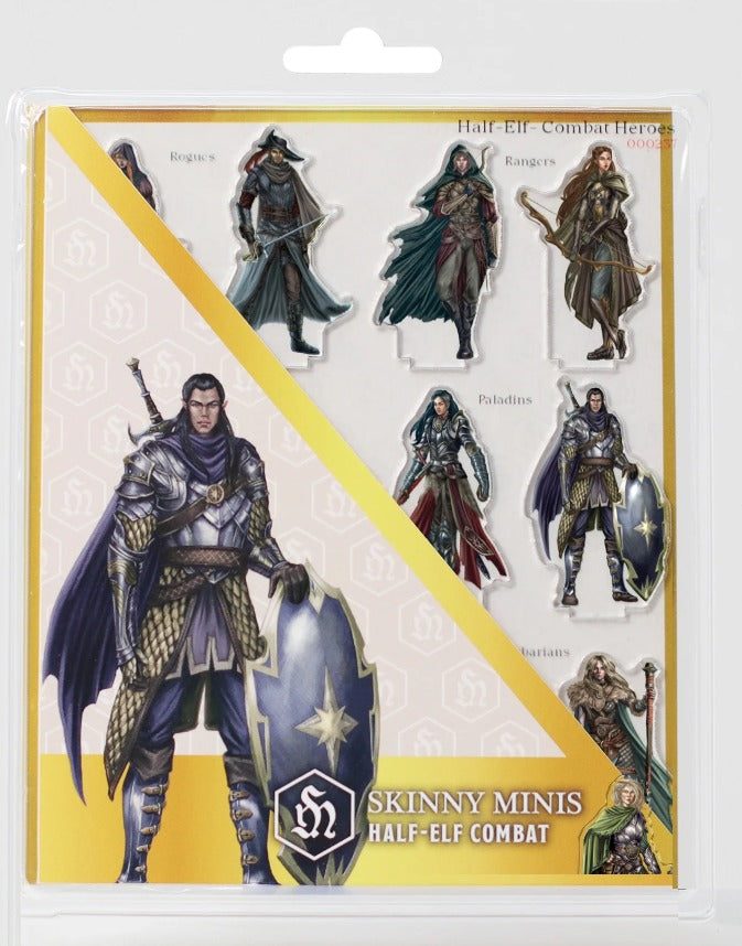 SKINNY MINIS 2D  -  RPG MINIATURE  -  HALF-ELF COMBAT
