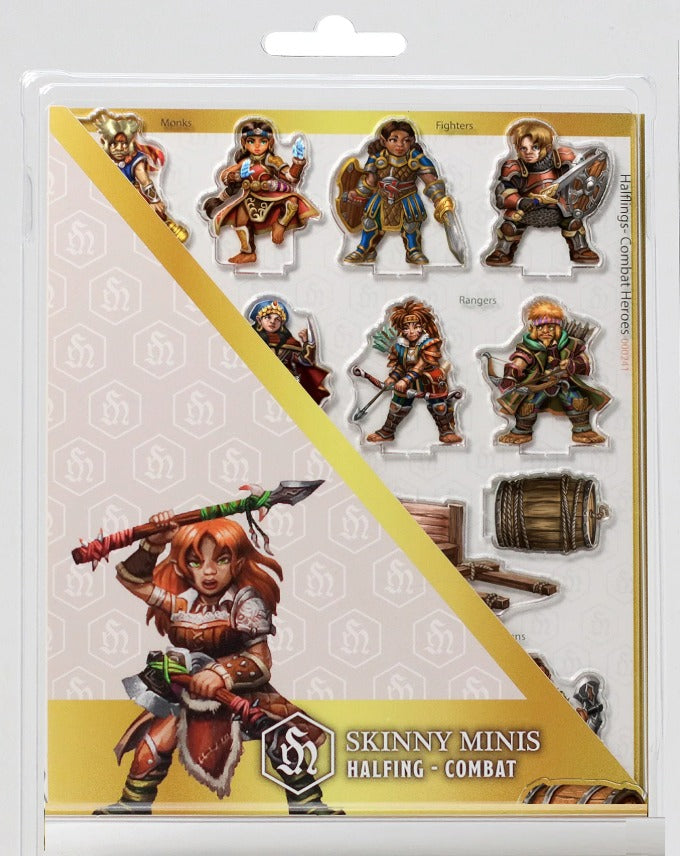 SKINNY MINIS 2D  -  RPG MINIATURE  -  HALFLING COMBAT