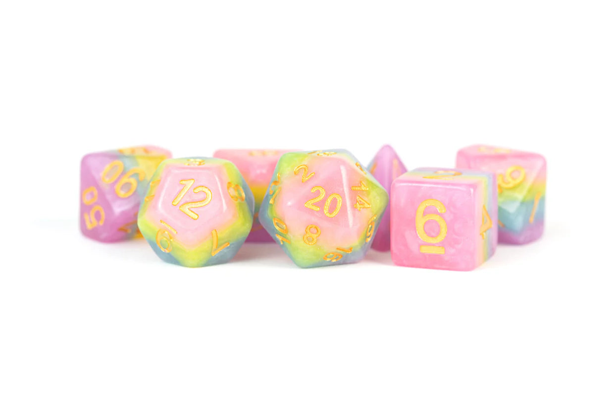 FanRoll 16mm Resin Poly Dice Set - Pastel Fairy