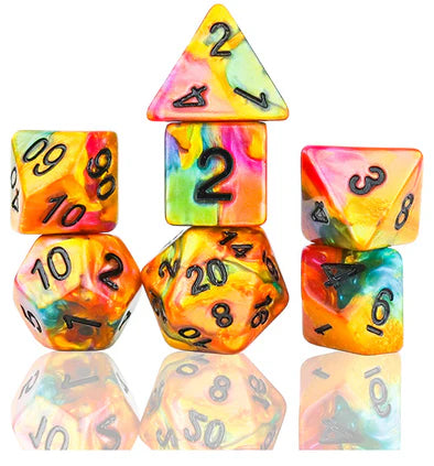 Sirius Dice - 7 Piece Set - Rainbow Gold