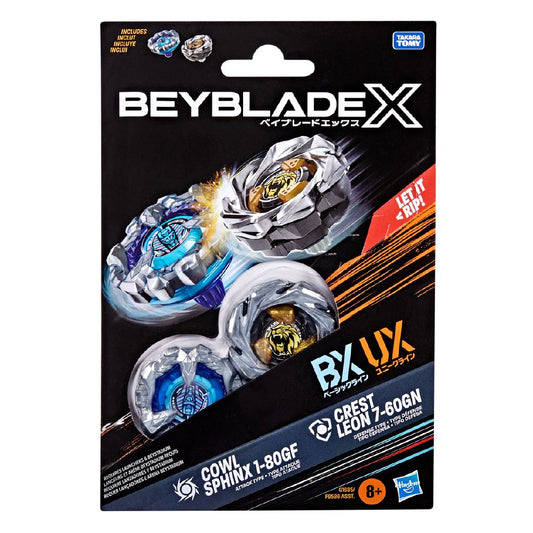 Beyblade X dual pack retail package example; assorted styles may vary