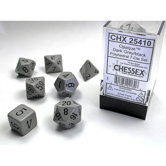 Chessex Opaque Grey/Black Dice 7pc set (25410)