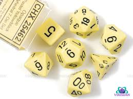 Chessex Opaque Pastel Yellow/Black Dice 7pc set (25462)