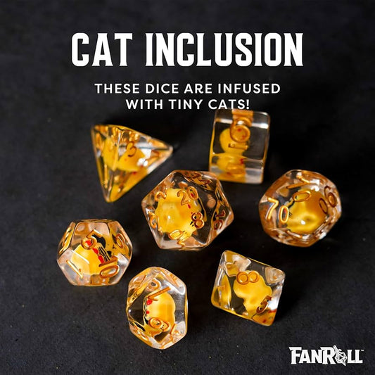 FanRoll 16mm Resin Poly Dice Set - Cat Dice
