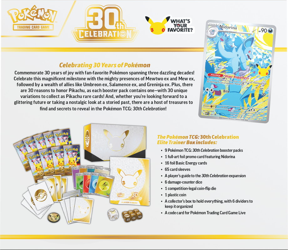Pokémon TCG: Pokémon 30th Celebration Elite Trainer Box {Pre-Order}