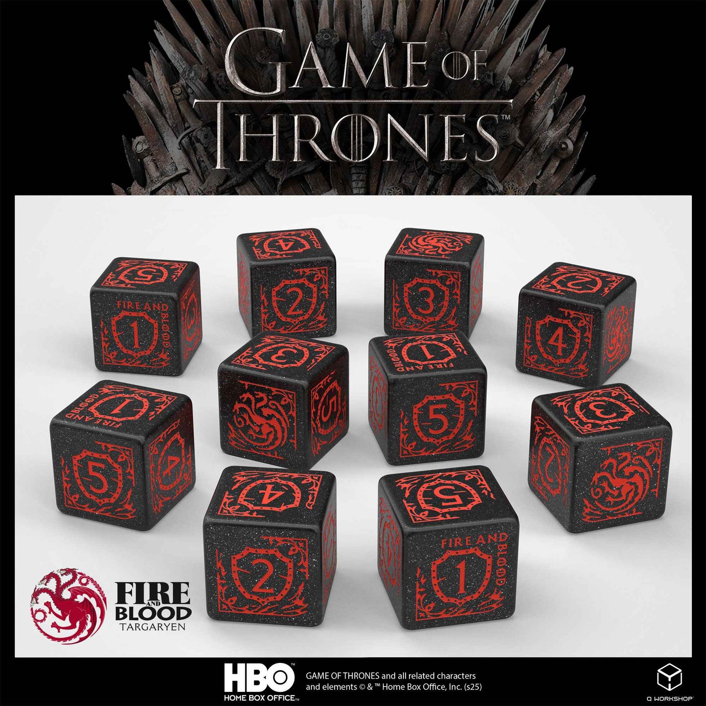 Game of Thrones Targaryen 10 X D6 Dice Set