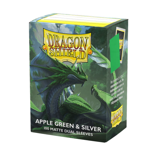 Dragon Shield - Apple Green & Silver - Dual Matte Sleeves 100ct