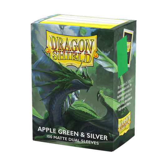 Dragon Shield - Apple Green & Silver - Dual Matte Sleeves 100ct