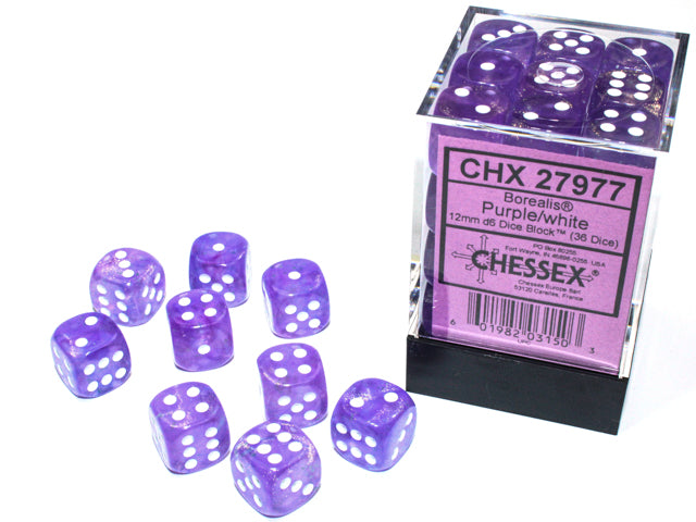 Chessex Borealis 36D6 Purple/White 12mm
