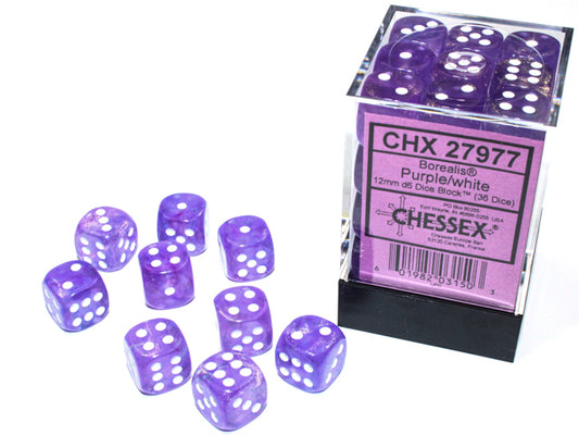 Chessex Borealis 36D6 Purple/White 12mm