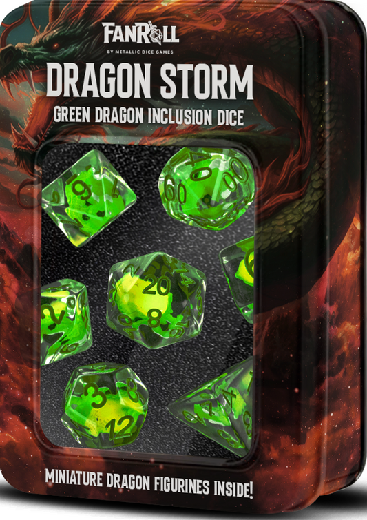 FanRoll Dragon Storm Inclusion Dice - Green Dragon