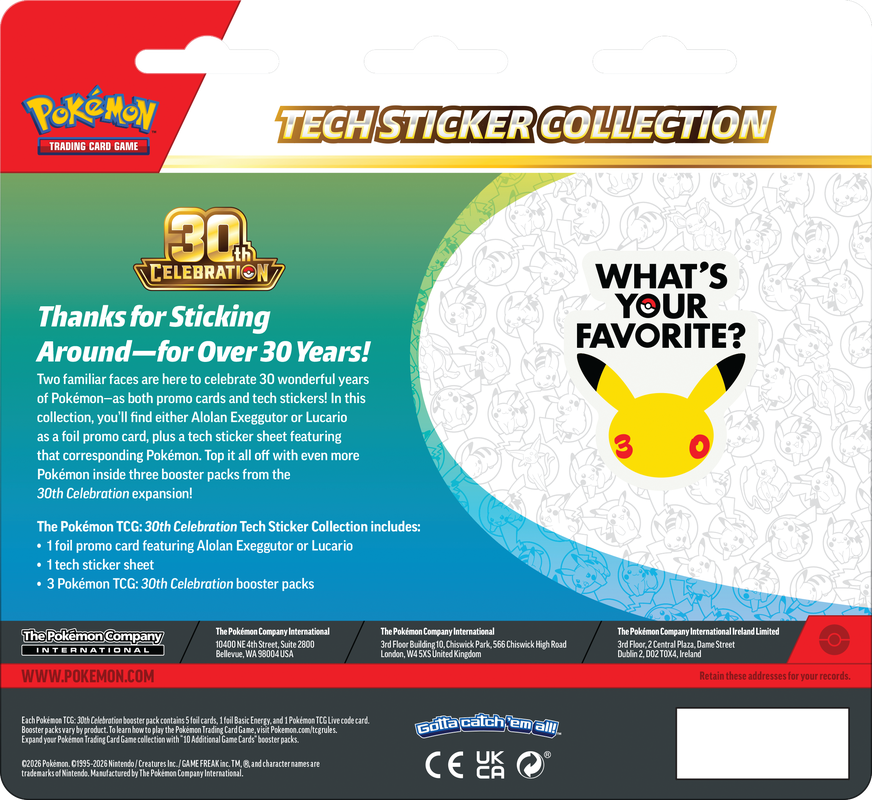 Pokémon TCG: 30th Celebration Tech Sticker Collection {Pre-Order}