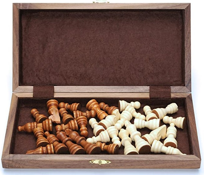 Chess Set, Folding Wood 11.5" Walnut