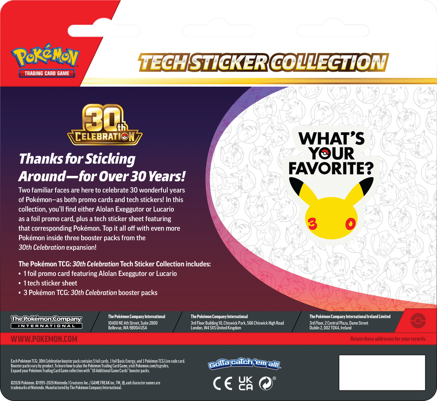 Pokémon TCG: 30th Celebration Tech Sticker Collection {Pre-Order}