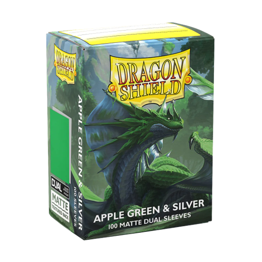Dragon Shield - Apple Green & Silver - Dual Matte Sleeves 100ct