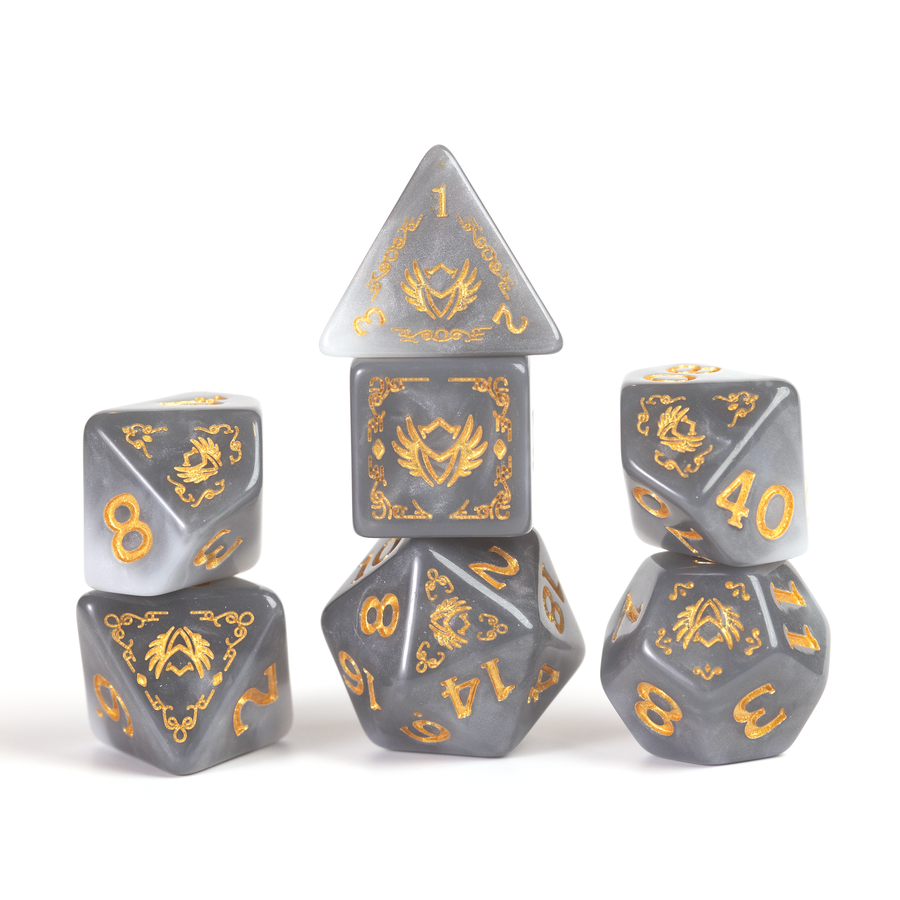 Dungeons & Dragons Adventure Dice by Sirius Dice - Paladin [White/Grey]
