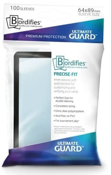 Ultimate Guard Bordifies - Precise Fit Sleeves - Black Border - Standard Size - 100ct
