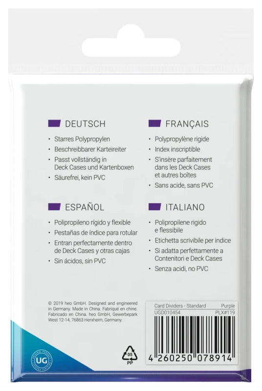 Ultimate Guard Card Dividers - Standard Size (10 pack) - Purple