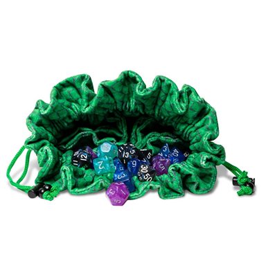 FanRoll Velvet Dice Bag with Pockets: Dragon Storm (Green)