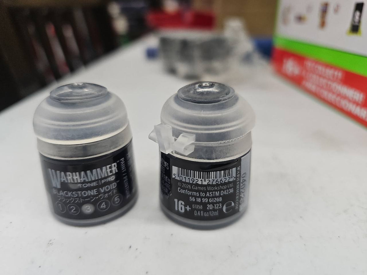 Warhammer Tone Pro Blackstone Void 3, 12 mL pot, front and back label views; sold individually
