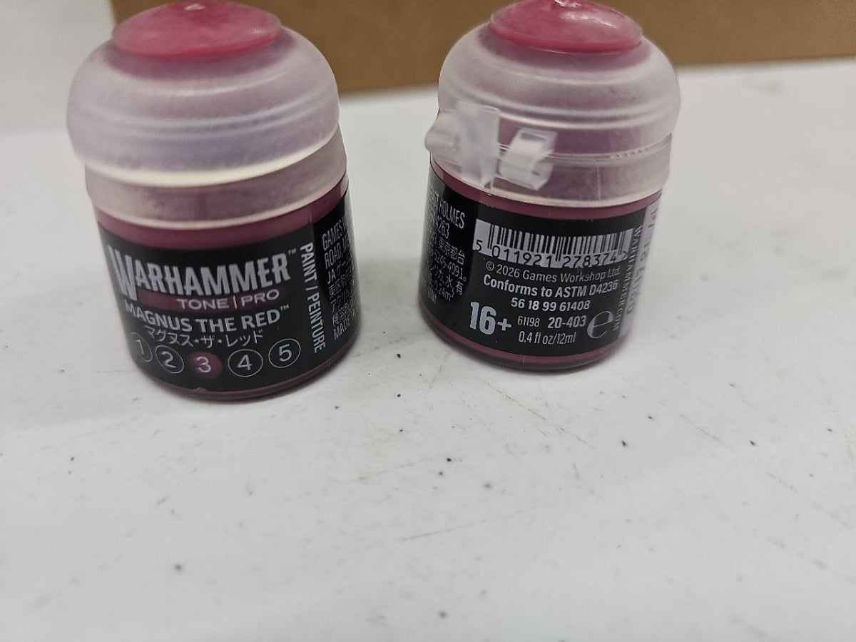 Warhammer Tone Pro Magnus the Red 3 12 mL, front and back label views; sold individually