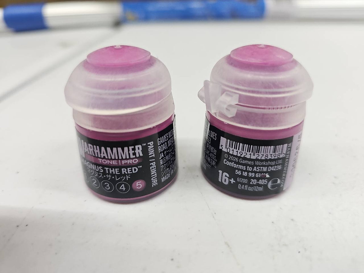 Warhammer Tone Pro Magnus the Red 5 12 mL, front and back label views; sold individually