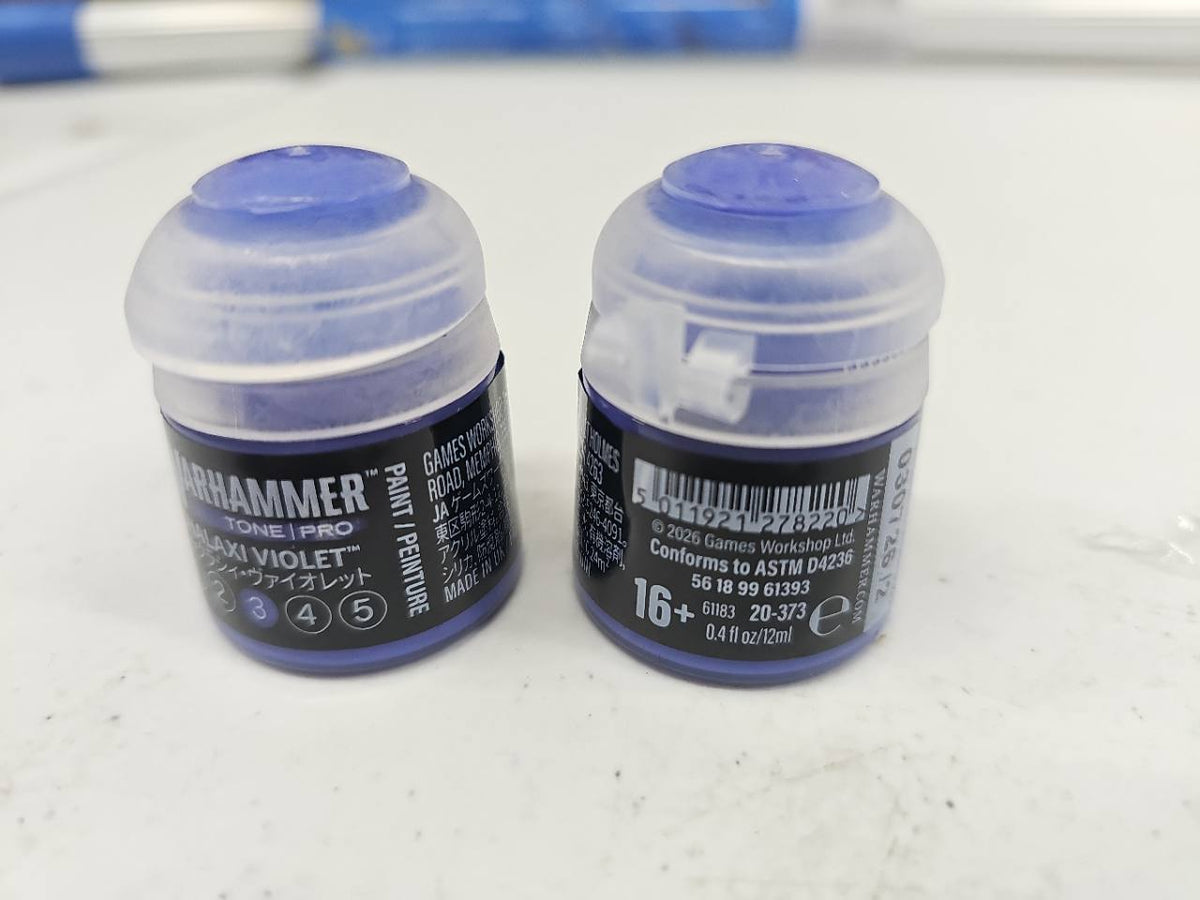 Warhammer Tone Pro Shalaxi Violet 3 12 mL, front and back label views; sold individually