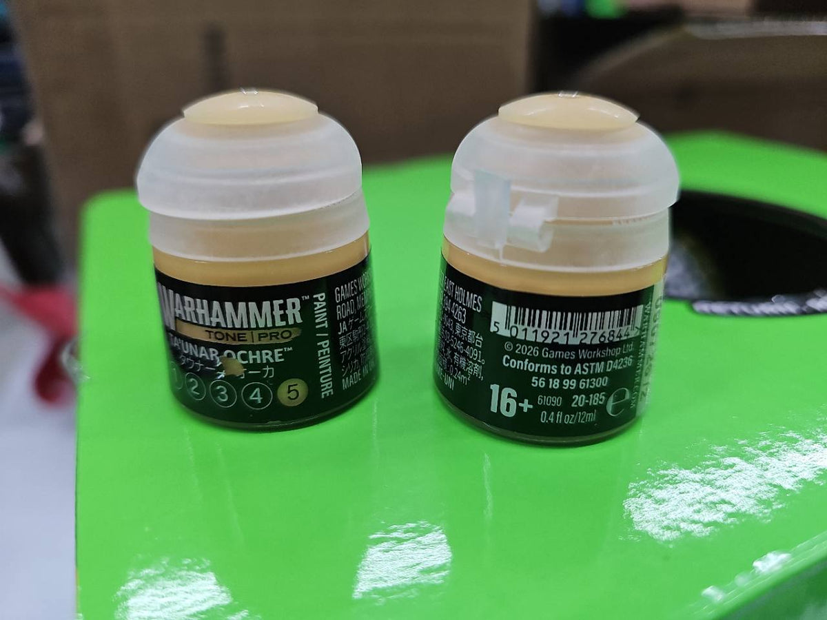 Warhammer Tone Pro Ta'unar Ochre 5 12 mL, front and back label views; sold individually