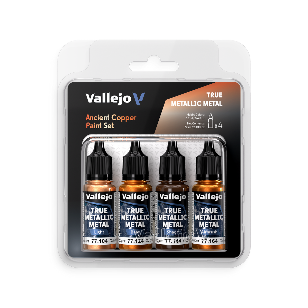 Vallejo True Metallic Metal: Ancient Copper Paint Set – 4 × 18 ml [77.253]
