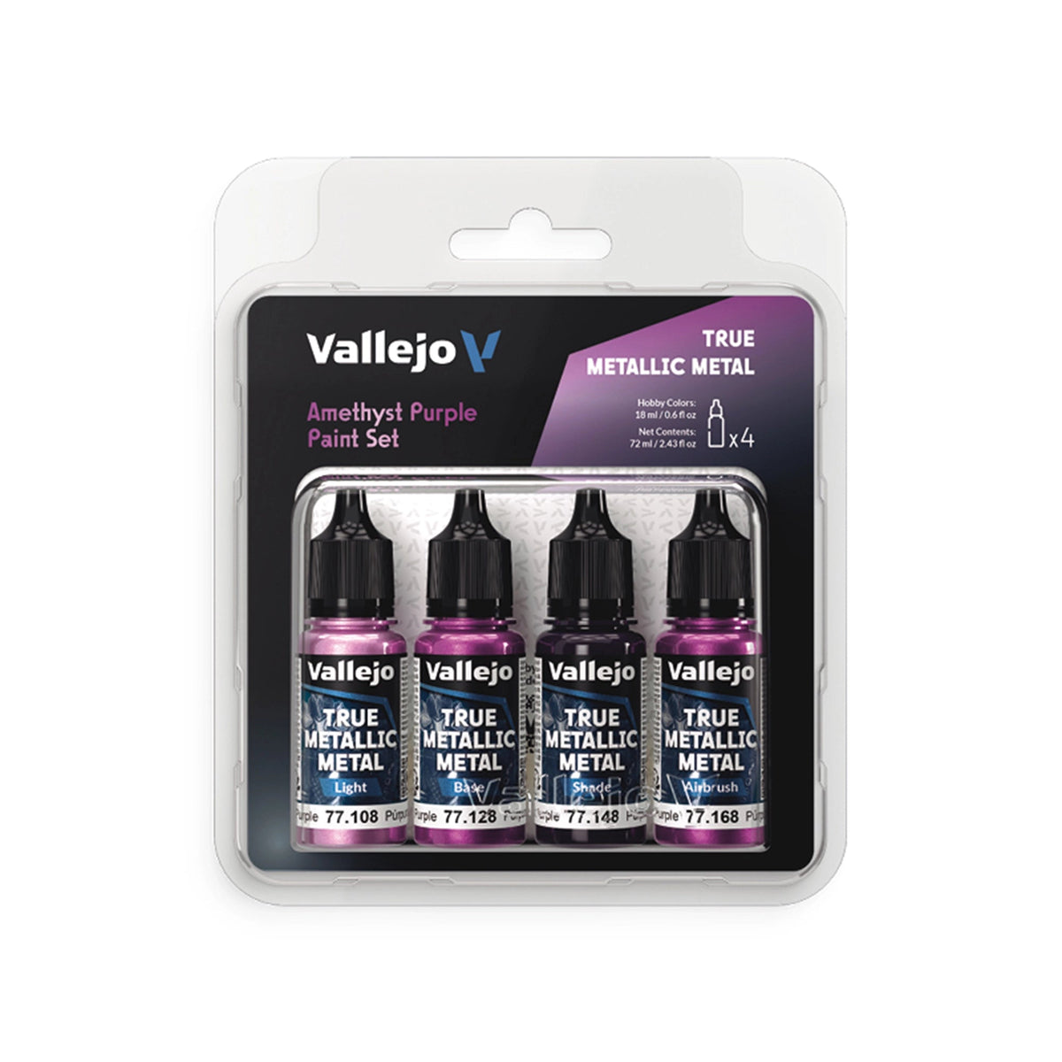 Vallejo True Metallic Metal: Amethyst Purple Paint Set – 4 × 18 ml [77.255]
