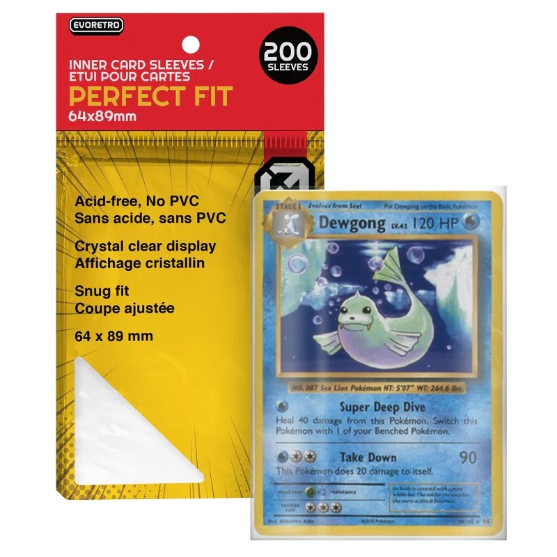 EVORETRO Perfect Fit Card Sleeves 64mmx89mm (pack of 200 sleeves)