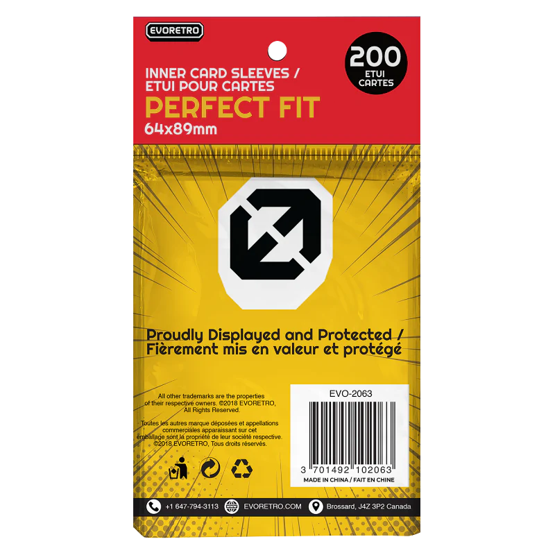 EVORETRO Perfect Fit Card Sleeves 64mmx89mm (pack of 200 sleeves)