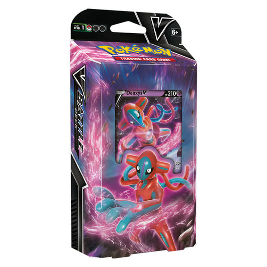 45 degree frontal view of box shows deoxys looking intense and ready for battle