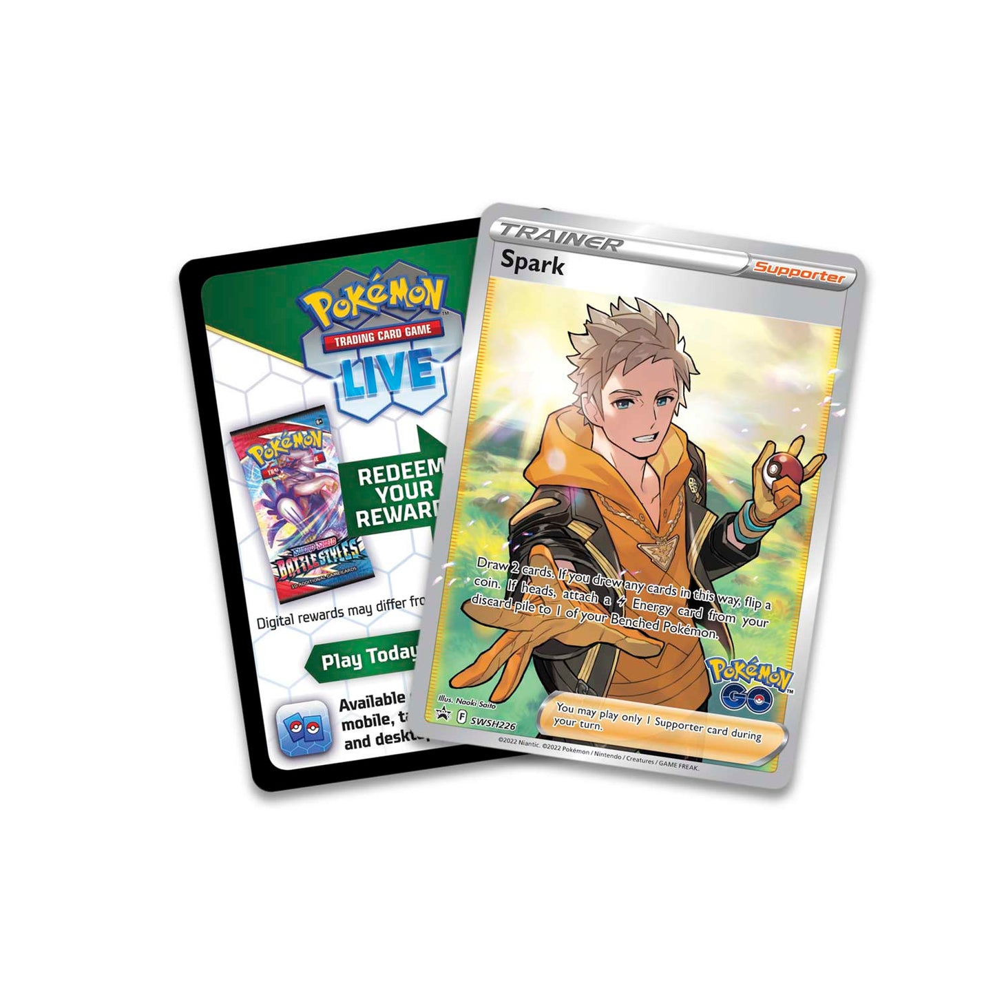 Sample of fullart trainer card included in box. (This one is Spark from Team Instinct).